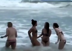 Orgy teens curvy lesbian in the beach