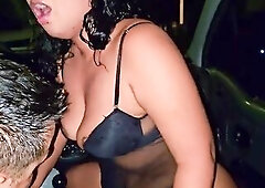 Oral-job in the car of the lewd Venezuelan wife, Deisy Yeraldine Marquez Ramirez alias la Cachorra Marquez is a very concupiscent Latin babe hotwife, 