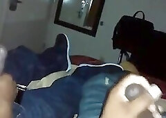 Str8 buddies jerking together watching porn