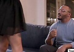 Horny shemale and black dude anal fuck