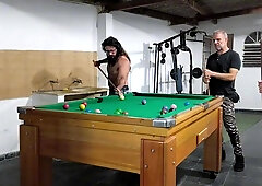trio hetero fellows frolicking pool for buttfuck bang-out