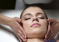 Massage Rooms Russian model has her taut aperture drilled by Oriental lesbo