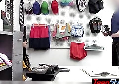 After this babe was caught shoplifting, lascivious Latin brunette hair, Judy Jolie had sex with a security dude