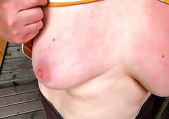 Titslapping at the public bus stop