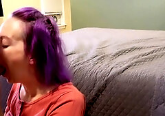 Cute brunette amateur blowjob