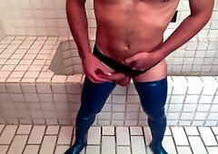 Femboy stockings, foot fetish, latex sissy