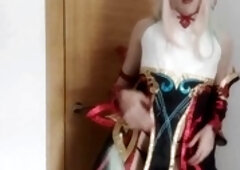 Amateur sissy cosplays and masturbates in various costumes