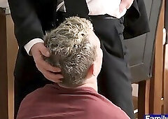 Stepdad makes teen wipe off the lube and fucks him anal