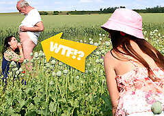 Caught Old Couple Fucking in the Field! Granny Was So Wet, I Had to Slide In Too at GrandParentsX