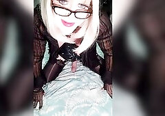 Playing on my daybed in nylons and underware