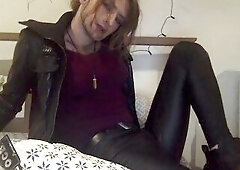 Smokin' in leather panties