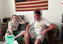 Gay-for-pay Nosey Handyman Romps a Assfucker Boy After a Rubdown on His Couch