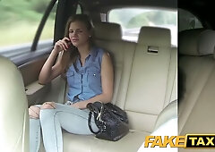 Czech stunner Sarah Kay pulls over the taxi driver for a public oral session