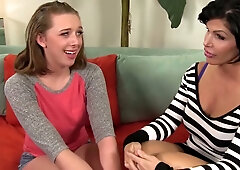 Young college student Shay Fox reunites with her mature lesbian neighbor for steamy intimate moments at home