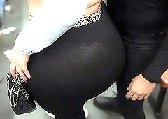 Lustful masked stud can't keep his hands off this thick big beautiful woman's huge booty whilst riding the public bus. That babe teases him 