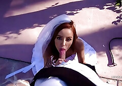 Red haired bride, Vanna Bardot is having sex with a random guy, before the wedding ceremony