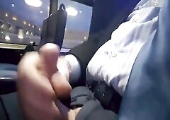 Fapping off on the bus Yam-Sized jizm shot Suit