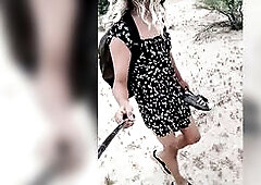 Cute Ladyboy In Minidress And Sandals Walks In Very Sexy