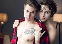 Fun-loving gay boys (Calvin Banks & Troy Accola) fuck on cam