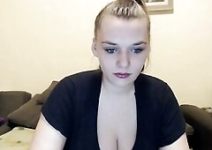 Charming blue eyes and humongous milky breasts