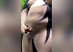 Japanese Chubby Masturbating In A Suit