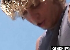 Tasty pool boy takes a giant prick up his juicy rear