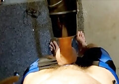 amateur guy uses flashlight for load