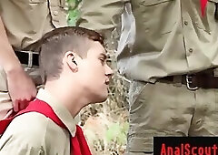 Bound Scout sucks three cocks @AnalScouts