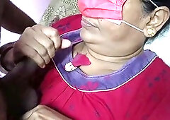 Bengali housewife gets her face packed by her husband's friend