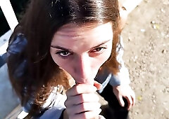 Public Oral job Interrupted… Ended in the Car with a Large Cum Drink - KLX