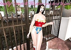 Second Life Ebony dude screws wonder woman