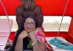 Large booty girls gravitate towards big dick men... even in public