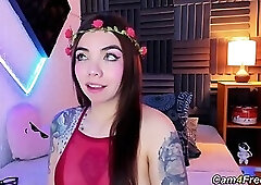 Cute Babe Plays Her Small Tits and Dildo