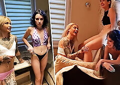 Crazy Night: 3 Girls and 1 Guy with a Broken Arm in a Student Orgy