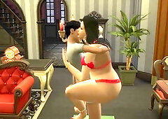 Indian web series: Hot MILF aunty does naked yoga