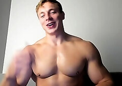 Hot Hunk Guy Taking a Shower After Cumming on His Abs