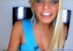 Gorgeous blonde with amazing blue eyes and very deep throat is getting nailed on the sofa