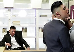 TheGayOffice: Pierced Paddy O'Brian receiving facial threesome