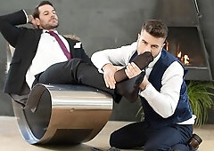 Allen King bending over for suited-up sexpot Papi Kocic