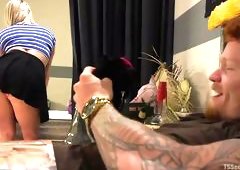 Blonde Tranny Gets Caught Beating Her Meat Off