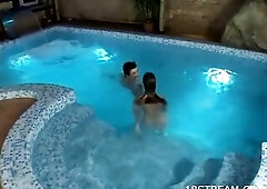 Chap and his girlfriend that got worthy booty bang in a pool