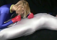 Superheroines Underworld Knightman Vs The Blue Gals wrestling mind control superheroine