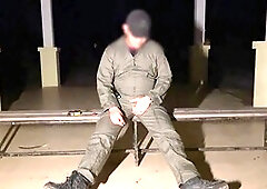 After work, I decide to rub one out in my mechanic suit and unleash a creamy explosion with plenty of precum lube