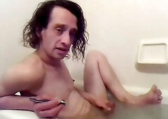 Shaving My Chest (MTF Tits) in Bathtub and Nipps; Peeing