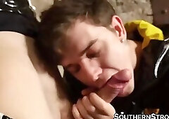 Naughty Josh Cavalin lets master fuck him raw in a dungeon