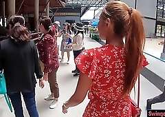 Feeding elephants and sex at home after with big ass Thai GF