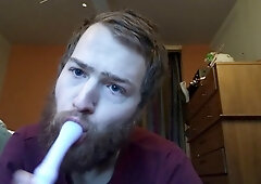 Ginger Fellow Slurps Fuck Stick and Binds his Nutsack