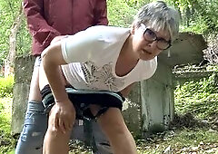 Anal session in the woods got caught short by the rain