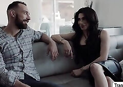 Horny trans woman lets her guy mistress bang her wet ass