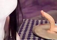 deepthroating dildo with 250 loads of cum as lube